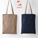 【SAWA  サワ × merinomi メリノミ】merinomi コラボ 生地 リバーシブル トート バッグ (ms-ttl-gygr)レディース バッグ バック かばん サブバッグ コンパクト 人気 おしゃれ 布 綿 コットン 軽い 縦型 肩掛け ナチュラル