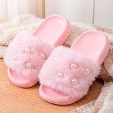 キッズ サンダル ファー パール 女の子 18cm 19cm 20cm 21cm EVA 軽量 子ども ルームシューズ 室内履き 外履き 屋内外兼用 ふわふわ スリッパ 可愛い おしゃれ ギャル コギャル 韓国ファッション プチプラ 高見え 誕生日 プレゼント