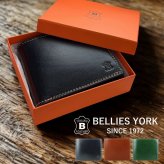 ベリーズヨーク 二つ折り財布 メンズ レディース 本革 イタリアンレザー コンパクト 軽量 牛革 財布 小銭入れ付き ブラック ブラウン グリーン 誕生日 プレゼント ギフト BELLIES YORK 成人 卒業 入学