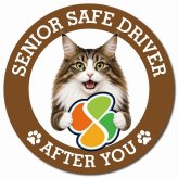 カーサイン 高齢者マーク SENIOR SAFE DRIVER ノルウェージャンフォレストキャット マグネット 強力 直径13cm 肉球 日本製 車 ステッカー