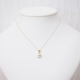［pearl584］ 8mm - 8.5mm ホワイトピンク ペンダント ダイヤモンド付 あこや真珠 0.01ct ハート