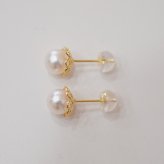 ［pearl619］6mm - 6.5mm ホワイトピンク クローバー ピアス あこや真珠
