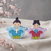 国産ヒノキの花雛｜可愛い木のひな人形｜木製ひな人形｜ひな祭り・桃の節句の節句飾り