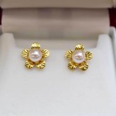 ［pearl424］ 5.5mm - 6mm スタッド ピアス 花台座 あこや真珠 天草 熊本 日本産