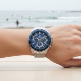 カシオ エディフィス 腕時計 メンズ ブルー シルバー クロノグラフ CASIO EDIFICE 海外モデル 100m防水 大きめ ステンレス メタル スポーツ 車 モータースポーツ おしゃれ プレゼント ギフト 成人 卒業 入学