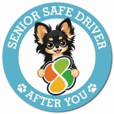 カーサイン 高齢者マーク SENIOR SAFE DRIVER ロングコートチワワ マグネット 強力 直径13cm 肉球 日本製 車 ステッカー