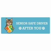 カーサイン 高齢者マーク SENIOR SAFE DRIVER キジトラ ステッカー シール 長方形 15x5cm 肉球 日本製 車