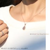 ゴールド ネックレス ハワイアンジュエリー ネックレス ゴールド ピンクゴールド ネックレス 刻印 無料 誕生石 ティアドロップ しずく型 雫 14K K14ピンクゴールド K10 10Kあずきチェーン太0.7mm ギフトラッピング可能 プレゼント ハロウィン 【品番：CG-GP119R】