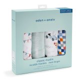 おくるみ スワドル 4枚セット 出産祝い aden+anais エイデンアンドアネイ ヴィンテージカー コットンモスリン ダブルガーゼ 大判 約112cm 新生児 退院 内祝い 出産内祝い 男の子 女の子 ギフト 専用ボックス入り ガーゼケット ブランケット 授乳ケープ おむつ替えシート 双子