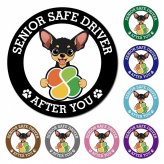 カーサイン 高齢者マーク SENIOR SAFE DRIVER スムースコートチワワ マグネット 強力 直径13cm 肉球 日本製 車 ステッカー