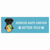 カーサイン 高齢者マーク SENIOR SAFE DRIVER ベルジアングリフォン ステッカー シール 長方形 15x5cm 肉球 日本製 車