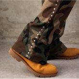 FUBU フブ フレアパンツ メンズ レディース fam-62507 スタッズ フレア スウェットパンツ ブーツカット イージーパンツ 迷彩 カモフラ 刺繍 スケート ストリート ヒップホップ ダンス カジュアル ボトムス M L XL XXL 2026FW Karlas
