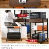 デスクサイドワゴン サイドのプリンター置きに最適なキャスター付きサイドワゴン。引き出し収納はプリンター周りの小物類の整理整頓に大活躍。A4ファイルも置けるラックスペースも。 デスクワゴン キャスター付きワゴン デスク収納 収納家具 インテリア 新生活