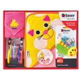 出産祝い Sassy サッシー おくるみセット キャット ねこ 猫 フード付きバスタオル ミニタオル タオルハンカチ 歯固め カミカミてんとうむし つなげてリング オーリング 知育玩具 おもちゃ ファーストトイ 0歳 新生児 赤ちゃん 男の子 女の子 ベビーシャワー 出産内祝い ギフト おしゃれ