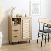 チェスト キャビネット 本棚 シェルフ 飾り棚 ディスプレイ タンス ラック ルーバー扉 下駄箱 収納家具 脚付き 書類 サイド 薄型 スリム 引き出し オフィス キッチン リビング スチール 書庫 隠す収納と見せる収納が1台で実現 また ワンルーム 新生活