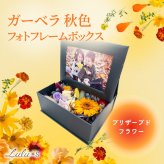 プリザーブドフラワー 写真立て フォトフレーム ボックスフラワー ガーベラ オレンジ 秋色 L版 アレンジ 誕生日 記念日 敬老の日 結婚祝い 出産祝い 退職祝い 還暦祝い プレゼント ギフト 贈り物 女性 妻 祖母 写真入り 思い出 インテリア 枯れない花 Lulu＊s ルルズ 0869