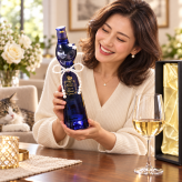 退職 異動 名入れ SXX 白ワイン G.A.シュミット ラインヘッセン リースリング Q.b.A. ブルーネコボトル 500ml デコ仕上げ パールリボン付 布張りBOX入り / プレゼント ギフト 退職 記念 誕生日 長寿 祝い 猫 ねこ ドイツワイン