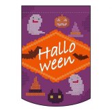 ハロウィン タペストリー 変型 円形 クロスステッチ柄 パープル 壁掛け インテリア 飾り付け 装飾 パーティー イベント 雑貨 おしゃれ 季節 演出