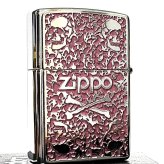 ZIPPO ライター スカル 細密メタル 両面加工 シルバー＆ピンク ジッポ ロゴ ドクロ 裏面柄違い 彫刻 ガイコツ おしゃれ かっこいい メンズ プレゼント ギフト