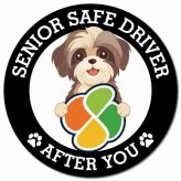 カーサイン 高齢者マーク SENIOR SAFE DRIVER シーズー マグネット 強力 直径13cm 肉球 日本製 車 ステッカー
