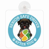 カーサイン 高齢者マーク SENIOR SAFE DRIVER ベルジアングリフォン 車内用 吸盤タイプ 収れん火災防止タイプ 肉球 日本製 車 ステッカー