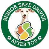 カーサイン 高齢者マーク SENIOR SAFE DRIVER イタリアングレーハウンド マグネット 強力 直径13cm 肉球 日本製 車 ステッカー