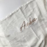 名入れ　コットン　ブランケット(ミルク）|オーガニック糸使用　"柔らな肌ざわり"　綿100 通年用　3営業日発送