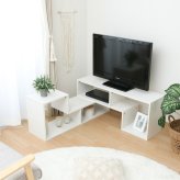 L字型伸縮TVボード オーク オーク・オークホワイト 2色展開 テレビ台 ローボード リビング収納 テレビボード おしゃれ シンプル 新生活 家具 インテリア 不二貿易