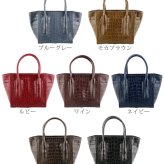 クロコダイル マット ハンドバッグ フランス レディース ブルーグレー/ルビー/ワイン/ネイビー/ダークブラウン/ブラック フォーマルバッグ 保証書 付き 女性 ギフト プレゼント 4FA (06001016r)
