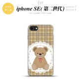 iPhoneSE 2 第二世代 iPhone8&iPhone7 共用 スマホケース 背面カバー ソフトケース くま チェック レース 茶 おしゃれ かわいい かっこいい メンズ レディース nk-ise2-tp753