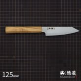 ステンレス切付ペティナイフ　125mm 銀三 梨地仕上げ オリーブ八角柄 日本製 徳蔵刃物 【TOKUZO KNIVES】 JAPAN Kitchen Knives 包丁 切れ味 家庭用 万能 錆に強い 両刃 プレゼント ギフト 贈り物 一生モノ