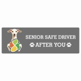 カーサイン 高齢者マーク SENIOR SAFE DRIVER イタリアングレーハウンド ステッカー シール 長方形 15x5cm 肉球 日本製 車