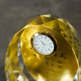  結婚祝 周記念 誕生祝 開店祝 退職祝 還暦記念 クリスタル時計 金箔加工DTH-23 大サイズ 名入れ無料　