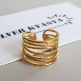 ステンレス 不規則ラインリング ニュアンスリング ごつめ ワイドリング ゴールド プチプラ 槌目模様 透かし 軽やか 存在感 多重 オープン レディース 女性 指輪 金属アレルギー対応