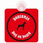 Doberman ドーベルマン レッド＆ブラック 車 窓ガラス 吸盤タイプ DOG IN CAR かっこいい おしゃれ 犬 シルエット アメ雑風 カラフル ドッグインカー ドッグオンボード 安全対策 セーフティサイン デコ 外出 ドライブ カーサイン 吸盤