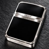 ZIPPO ライター ジッポ 1941 復刻 レプリカ シルバー＆ブラック 黒銀 スタンダード 両面加工 かっこいい おしゃれ シンプル 丸角 メンズ ギフト