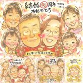 結婚40周年の記念に、見た瞬間に、思わず笑顔になる似顔絵です。 結婚記念日 贈り物 似顔絵 ギフト プレゼント 手描き 名入れ 結婚40周年 お祝い 記念 ルビー婚式 大人数 ご夫婦 ご両親 家族 下書き確認 修正無料 名入れ 宝物 一生もの 似てる かわいい ルビー婚式 一生もの 感謝 宝物 40周年 キレイ ホワイトデー メモリアルギフト メモリアル 大量注文 感動 白寿祝い 百寿祝い 応援