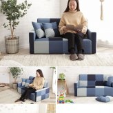 ソファ 座椅子 ー 2人掛け ロー 2P 二人掛け おしゃれ パッチワーク コンパクト 子供部屋 リビング
