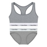 カルバンクライン Calvin Klein(CK) ブラ&ショーツ セット ロゴ 無地 ノンワイヤー アンダーウェア インナー 下着 QF8493+QF8520 レディース グレー
