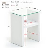 H型 ガラス ナイトテーブル W380×D260×H485mm 強化ガラスガラスサイドテーブル ソファサイドテーブル ベッドサイドテーブル ガラステーブル ガラス製 ベッドサイド 新生活
