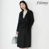 フォーマルコート レディース アウター トレンチコート ブラック 黒 入学式 入園式 卒入学 Filomo ダブルフェイス 一枚仕立て 春 コート きれいめ ロングコート ウール スプリングコート 卒業式 卒園式 ギフト プレゼント (08000248r)