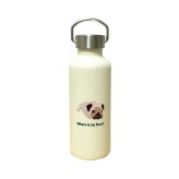 パグ かわいい 取っ手付きマグボトル おしゃれ 290ml 保温 保冷 ステンレス マグボトル 取っ手付き 真空 断熱 二重構造 ボトル タンブラー 水筒 マイボトル オリジナル ブルドッグ 犬 ペット 動物 アニマル