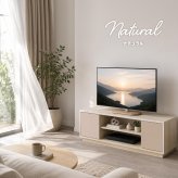 卓上TVスタンド colon ONTV0433 テレビスタンド 幅43cm 奥行 23cm 高さ 49～65cm テレビボード 木目調デザイン 首振り機能 ナチュラル シンプルデザイン 楕円形 MDF スチール リビング 寝室 一人暮らし シンプル 木目調デザ 新生活