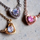 ハワイアンジュエリー ネックレス ステンレス オープン ハート スクロール ゴールド シルバー 金属アレルギー チェーン付き サージカルステンレス つけっぱなしOK プレゼント ペア