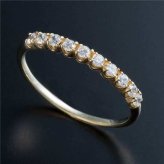 K10 イエローゴールド ダイヤモンド ハーフエタニティリング 0.2ct 10石 指輪 レディース シンプル 重ね付け 華奢 K10YG 記念日 プレゼント