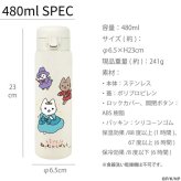 ねこむかしばなし ワンタッチボトル 480ml キャット ネコ 猫  真空二重構造 軽量 水筒 モデル ワンタッチ ボタン ロック ワンプッシュボトル 直飲み かわいい 舞踏会