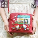 Hello kitty × tamaoworld ハローキティ テニス ショルダーバッグ レッド tennis Red SHO3890 送料無料 キティちゃん ミミィちゃん 羊革 天然皮革 刺繍 テニス 赤 ショルダー バッグ