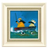 ジェニファー ヴェルニー ＝ フランクス ウォーター エブリウェア JV-04516 アートフレーム アート 絵画 犬 釣り ボート ドッグ 人物画 イギリス