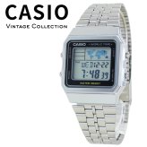 箱なし カシオ 腕時計 メンズ レディース CASIO デジタル シルバー メタル 海外モデル 逆輸入 ワールドタイム 世界地図 レトロ スクエア ストップウォッチ タイマー アラーム LEDライト 誕生日 プレゼント ギフト 成人 卒業 入学