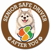 カーサイン 高齢者マーク SENIOR SAFE DRIVER ウルフドッグ マグネット 強力 直径13cm 肉球 日本製 車 ステッカー